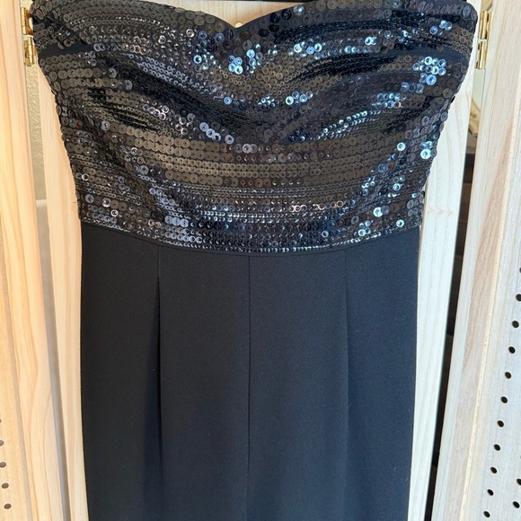 Express Black Sequin Strapless Jumpsuit - Picture 3 of 6